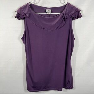 Worthington Purple Ruffle Sleeveless Blouse 0862